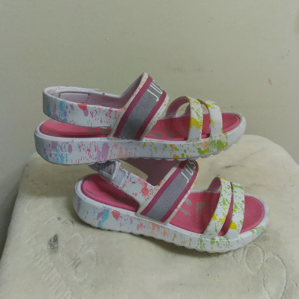JUSTICE Kids Sandals - Pink and Green Size 13 - 7 Inches Inside